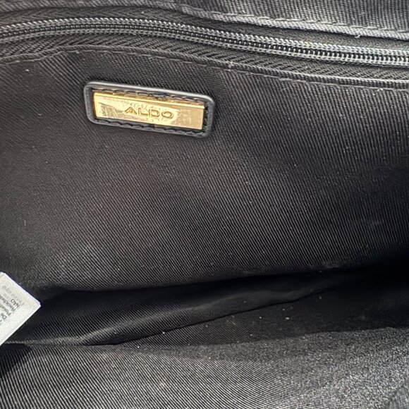 Aldo Black Quilted Chain Strap Shoulder Bag W/ GoldTone Accent & Decorative Pins - Picture 3 of 16